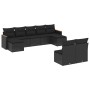 Set Divani da Giardino 9 pz con Cuscini Nero in Polyrattan