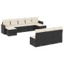 Set Divani da Giardino 10pz con Cuscini in Polyrattan Nero