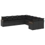 Set Divani da Giardino 10pz con Cuscini in Polyrattan Nero