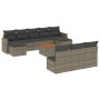 Set Divani da Giardino 11 pz con Cuscini in Polyrattan Grigio