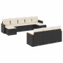 Set Divani da Giardino 10pz con Cuscini in Polyrattan Nero