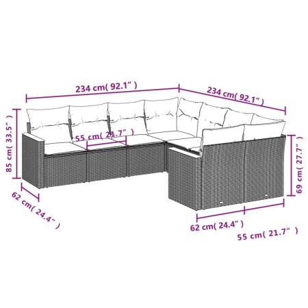 Set Divano da Giardino 8 pz con Cuscini Grigio in Polyrattan