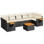 Set Divani da Giardino con Cuscini 8 pz Nero in Polyrattan