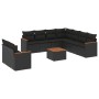 Set Divani da Giardino 10pz con Cuscini in Polyrattan Nero