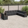 Set Divani da Giardino 11 pz con Cuscini in Polyrattan Nero