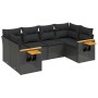 Set Divano da Giardino 6 pz con Cuscini Nero in Polyrattan