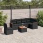 Set Divani da Giardino con Cuscini 7pz Nero Polyrattan