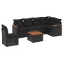 Set Divani da Giardino con Cuscini 7pz Nero Polyrattan