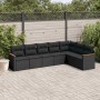 Set Divani da Giardino con Cuscini 7pz Nero Polyrattan