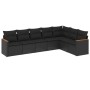 Set Divani da Giardino con Cuscini 7pz Nero Polyrattan