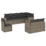 Set Divano da Giardino 8 pz con Cuscini Grigio in Polyrattan