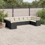 Set Divani da Giardino 10pz con Cuscini in Polyrattan Nero