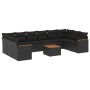 Set Divani da Giardino 11 pz con Cuscini in Polyrattan Nero