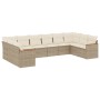 Set Divano da Giardino 10 pz con Cuscini Beige in Polyrattan