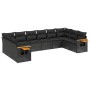 Set Divani da Giardino 10pz con Cuscini in Polyrattan Nero