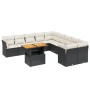 Set Divani da Giardino 11 pz con Cuscini in Polyrattan Nero