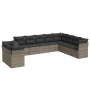 Set Divano da Giardino 10 pz con Cuscini Grigio in Polyrattan