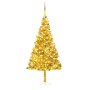 Albero di Natale Preilluminato con Palline Oro 210 cm PET