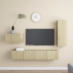 Set di Mobili Porta TV 4 pz Rovere Sonoma in Legno Multistrato