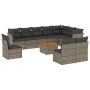 Set Divani da Giardino 11 pz con Cuscini in Polyrattan Grigio