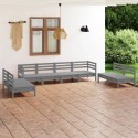 Set Divani da Giardino 8 pz Grigio in Legno Massello di Pino