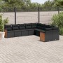 Set Divani da Giardino 10pz con Cuscini in Polyrattan Nero