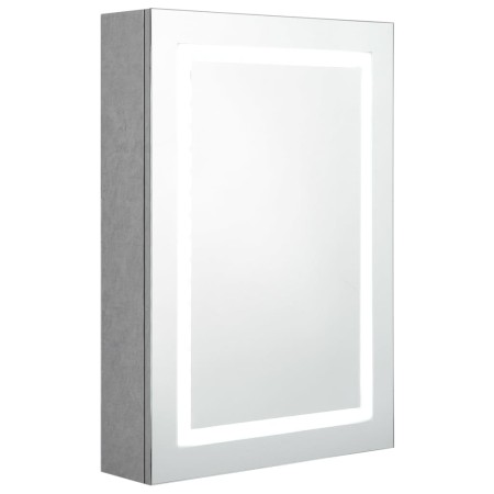 Armadietto Bagno con Specchio e LED Grigio Cemento 50x13x70 cm