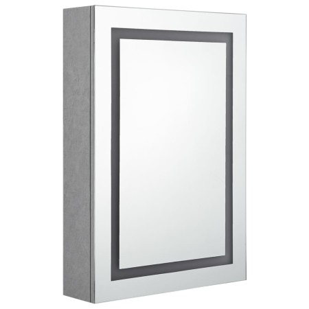 Armadietto Bagno con Specchio e LED Grigio Cemento 50x13x70 cm