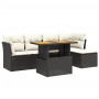 Set Divano da Giardino 6 pz con Cuscini Nero in Polyrattan