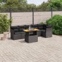 Set Divani da Giardino con Cuscini 7pz Nero Polyrattan