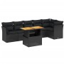 Set Divani da Giardino con Cuscini 7pz Nero Polyrattan