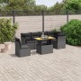 Set Divani da Giardino con Cuscini 7pz Nero Polyrattan