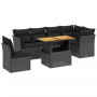 Set Divani da Giardino con Cuscini 7pz Nero Polyrattan