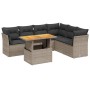 Set Divani da Giardino 7 pz con Cuscini Grigio in Polyrattan