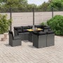 Set Divani da Giardino 9 pz con Cuscini Nero in Polyrattan