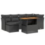 Set Divani da Giardino con Cuscini 7pz Nero Polyrattan