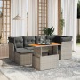 Set Divani da Giardino 7 pz con Cuscini Grigio in Polyrattan