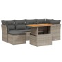 Set Divani da Giardino 7 pz con Cuscini Grigio in Polyrattan