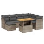 Set Divano da Giardino 8 pz con Cuscini Grigio in Polyrattan