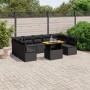Set Divani da Giardino 10pz con Cuscini in Polyrattan Nero