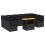 Set Divani da Giardino 10pz con Cuscini in Polyrattan Nero