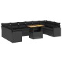 Set Divani da Giardino 11 pz con Cuscini in Polyrattan Nero