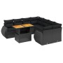 Set Divani da Giardino 9 pz con Cuscini Nero in Polyrattan