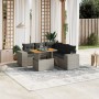 Set Divano da Giardino 6 pz con Cuscini Grigio in Polyrattan