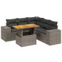 Set Divano da Giardino 6 pz con Cuscini Grigio in Polyrattan