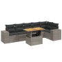 Set Divani da Giardino 7 pz con Cuscini Grigio in Polyrattan