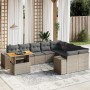 Set Divano da Giardino 10 pz con Cuscini Grigio in Polyrattan