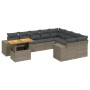 Set Divano da Giardino 10 pz con Cuscini Grigio in Polyrattan