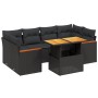 Set Divani da Giardino con Cuscini 7pz Nero Polyrattan