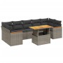 Set Divano da Giardino 8 pz con Cuscini Grigio in Polyrattan